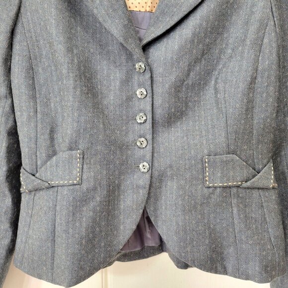 Rebecca Taylor Navy Pindot Blazer Jacket Women's Size 2 - Picture 3 of 5